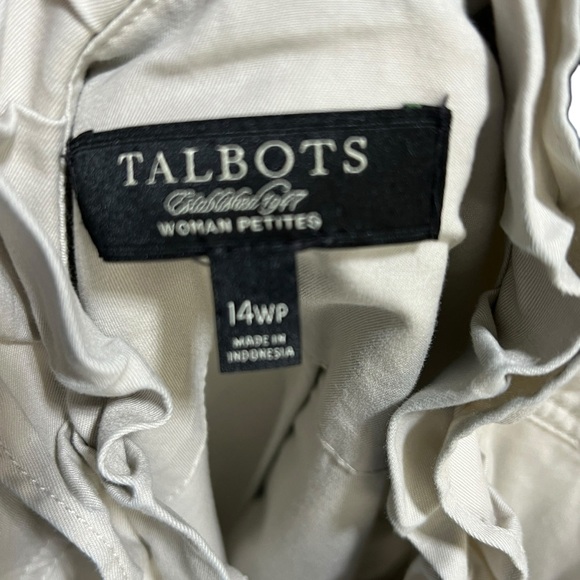 🦋 TALBOTS Tan ruffled one button blazer 14WP - Picture 4 of 4